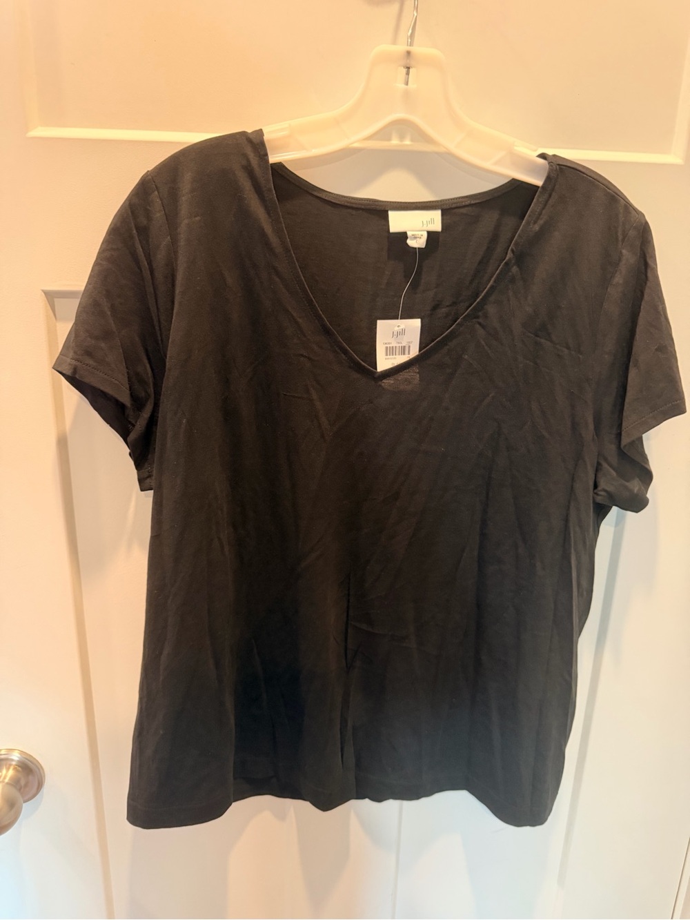 J.Jill Black Cotton Modal V-Neck Short Sleeve Tee Top Large NWT
